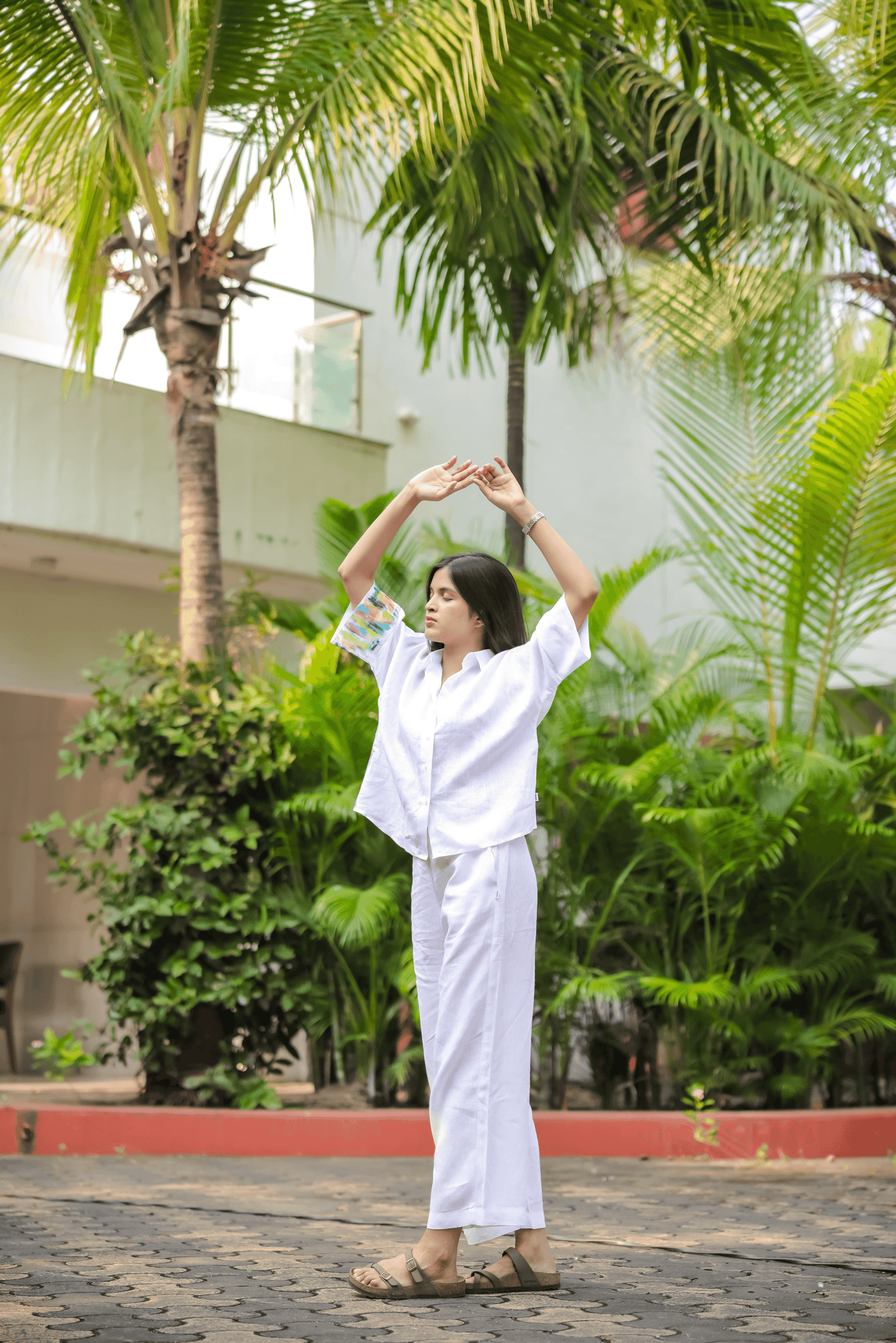 Hand-Painted White Kurta with Vibrant Parrot Design - Kaapad