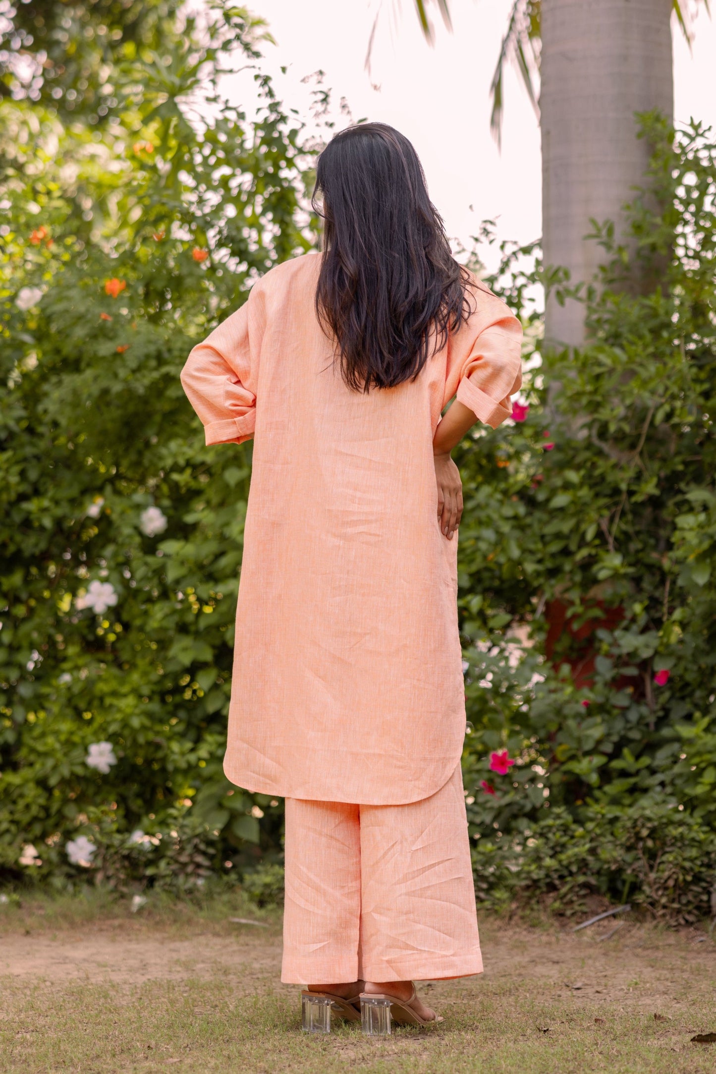 Chic Comfort: Linen Tunic Set with Front Pocket