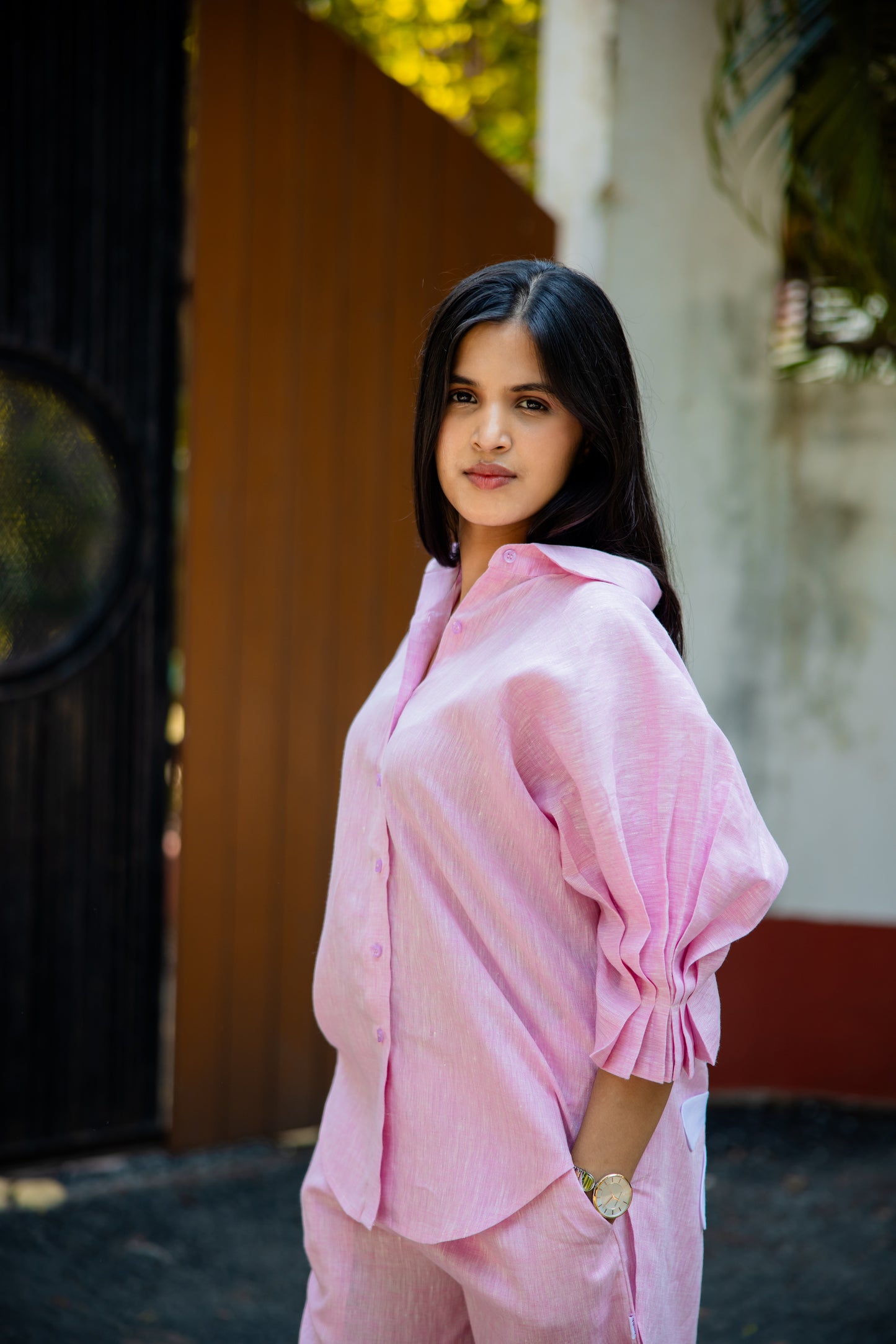 Artistic Asymmetric Linen shirt with Back Detail