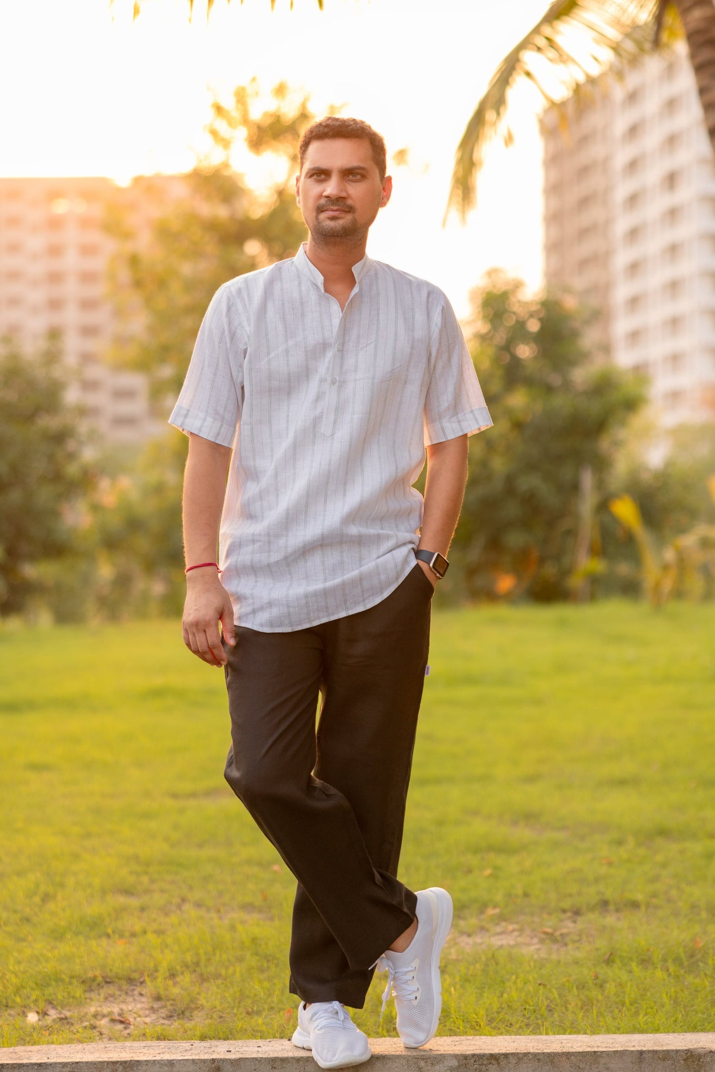 Pure linen breeze kurta- stripes