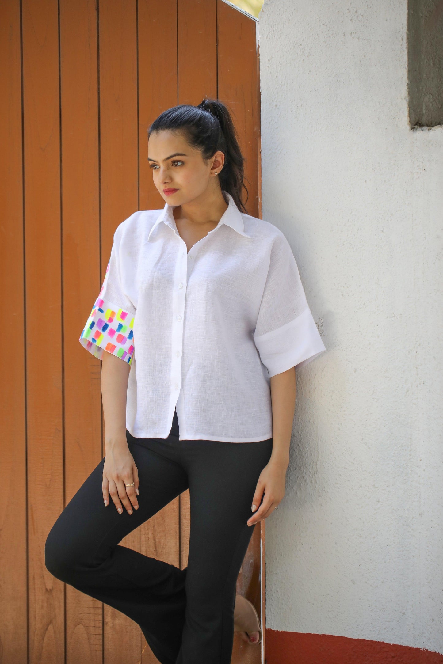 Regal Stripes: The Hand-Painted Zebra Crown Shirt - Kaapad