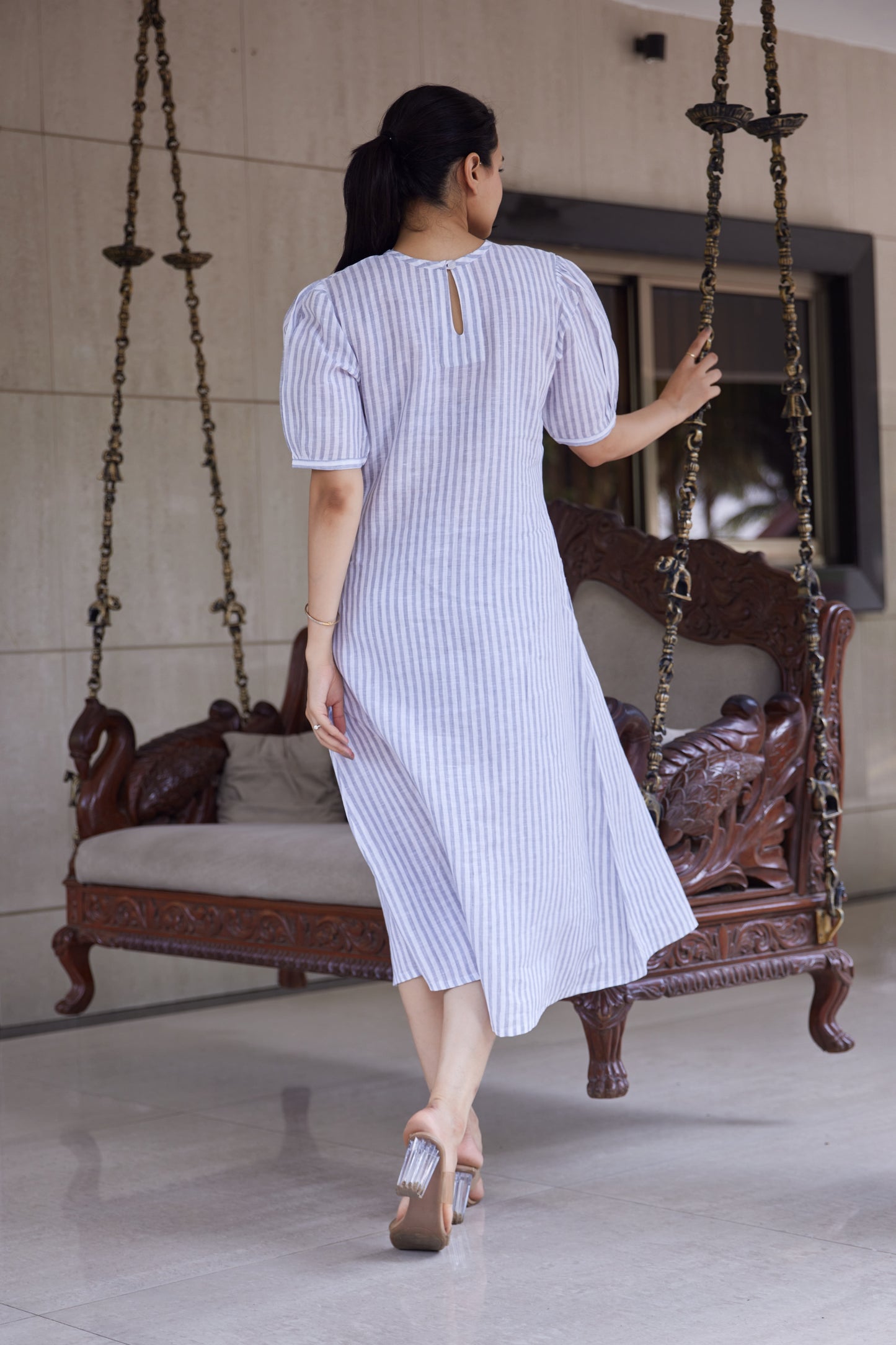 Misty Stripe Linen Dress