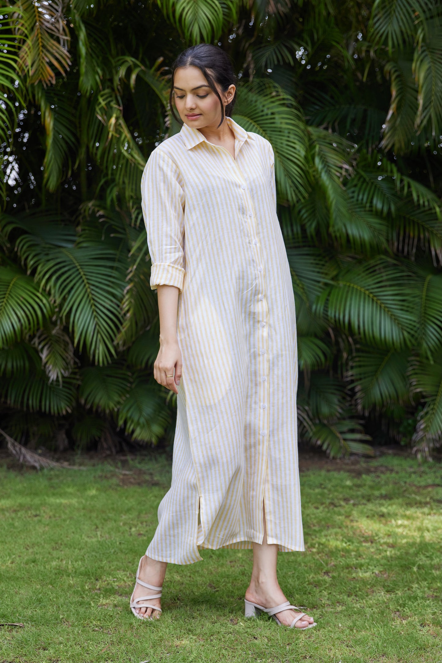 Sunstripe Linen Shirt Dress