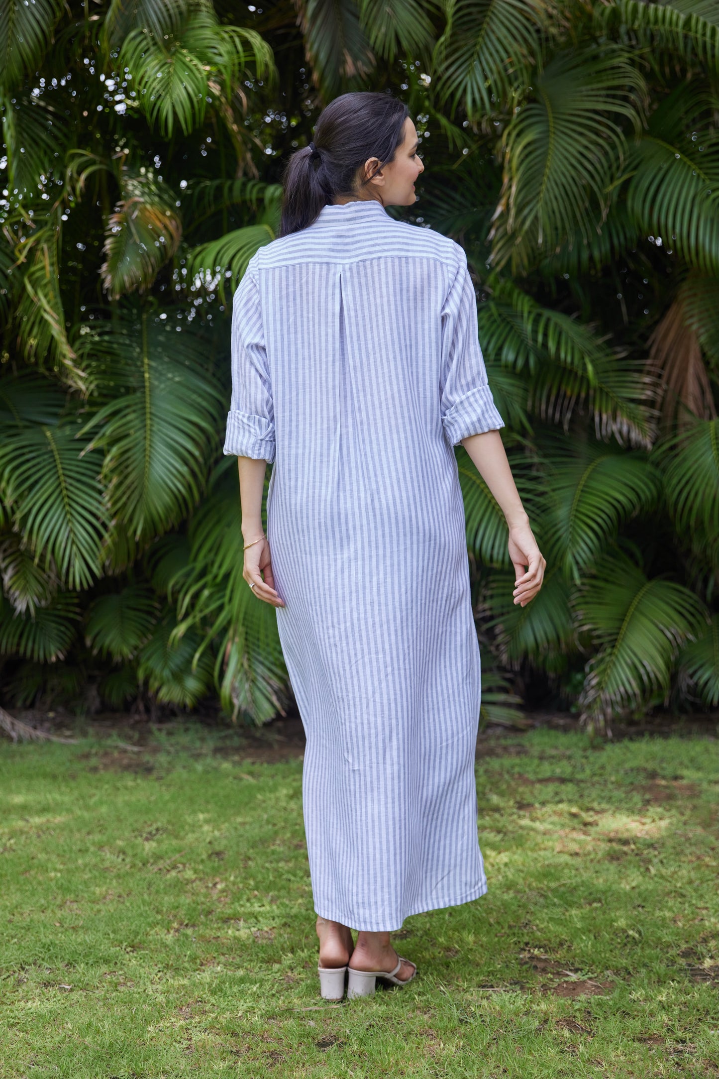Moonstripe Linen Shirt Dress