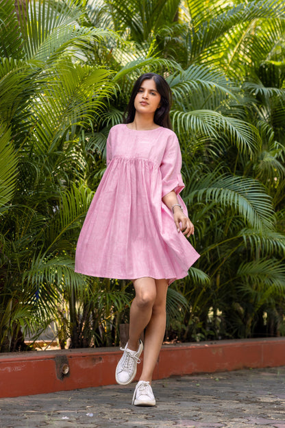 Chic Comfort: Linen Drop-Sleeve Dress