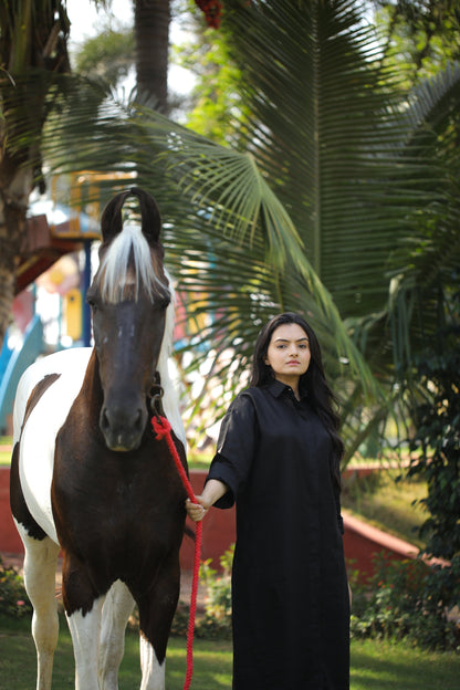 pure linen long shirt dress - Kaapad