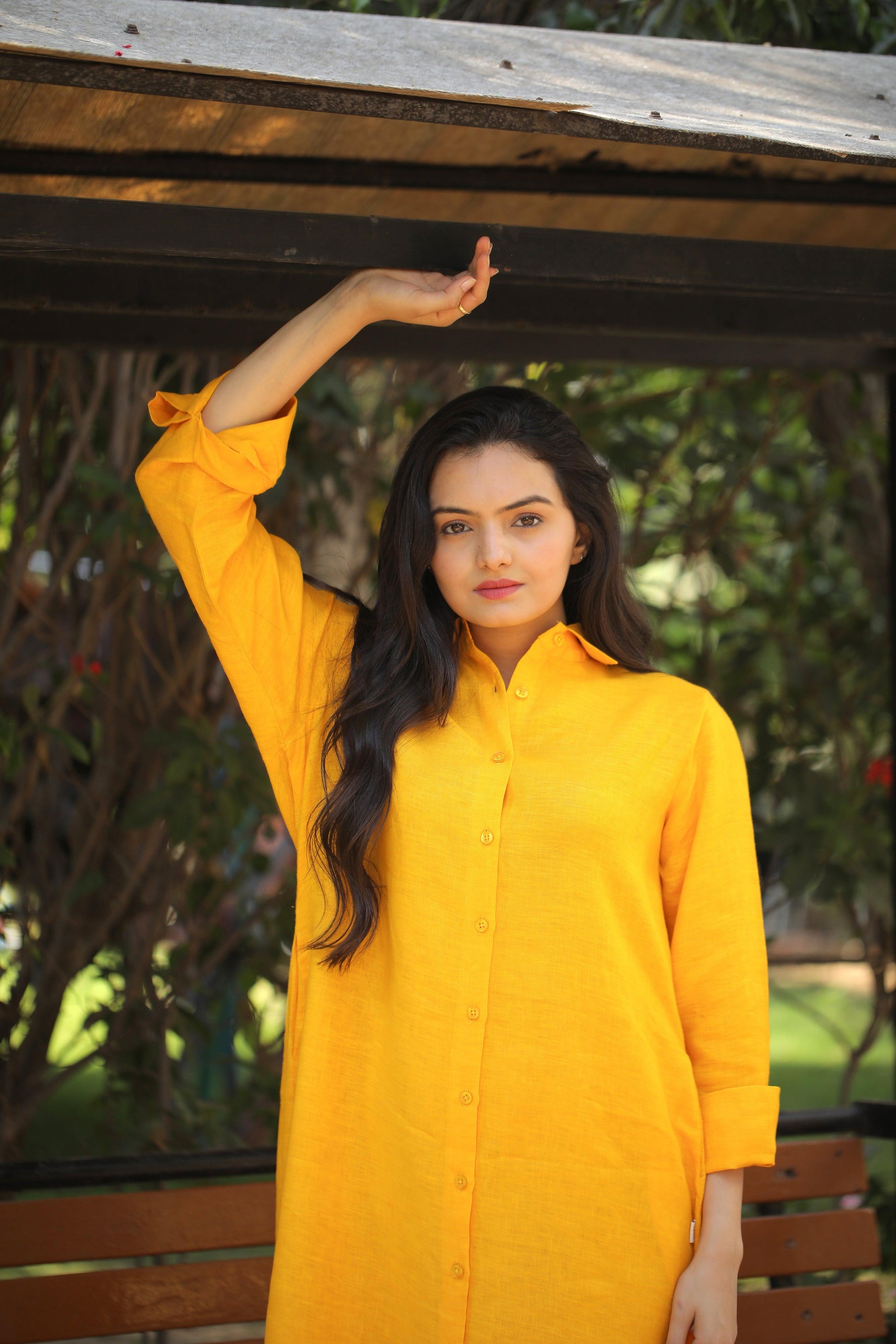 Pure linen Shirt dress - Kaapad
