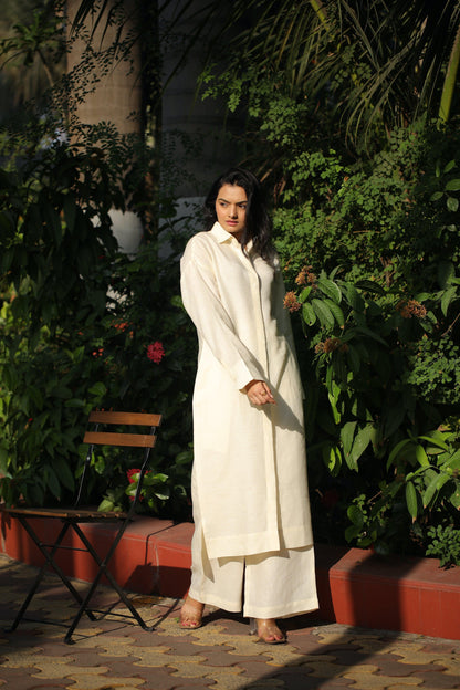 pure linen long shirt dress - Kaapad