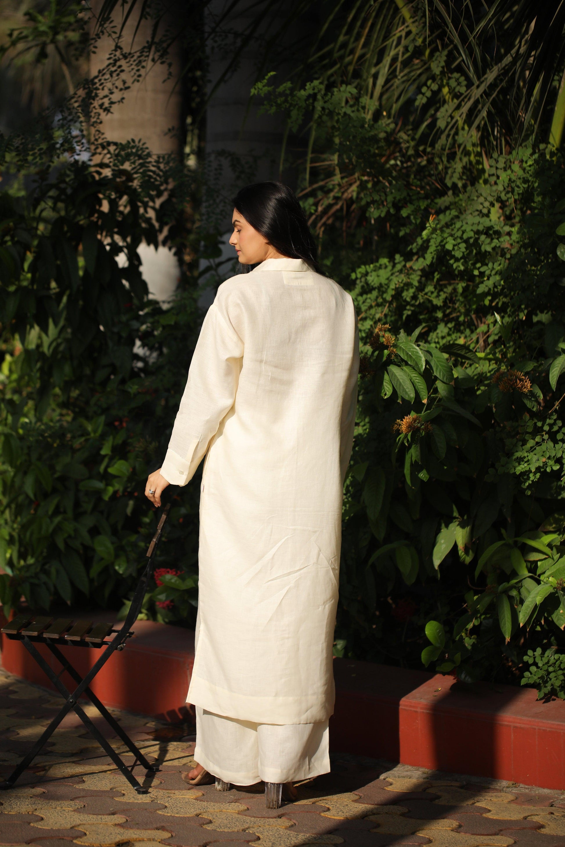 pure linen long shirt dress - Kaapad