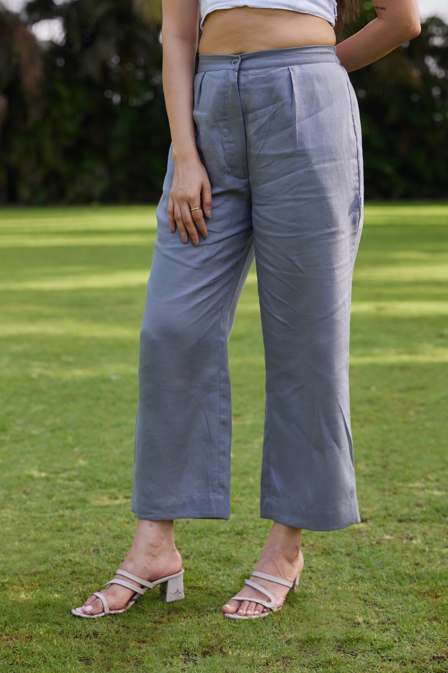 Misty Grey Stripe Linen Co-ord