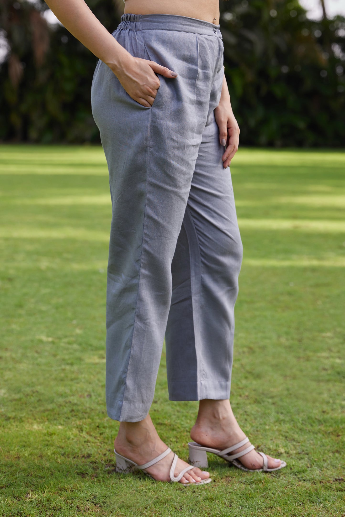 Misty Grey Stripe Linen Co-ord