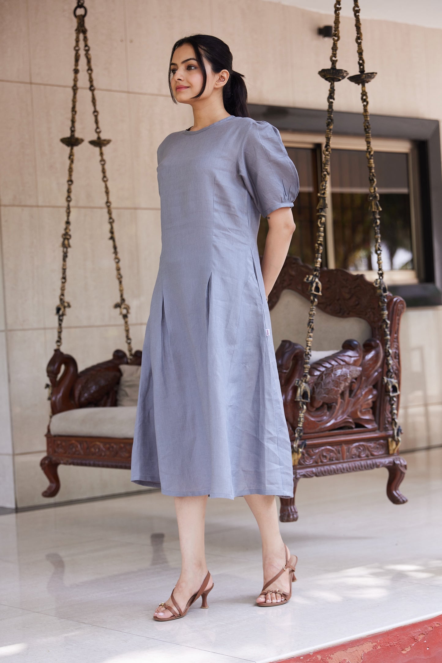 Pebble Grey Linen Dress
