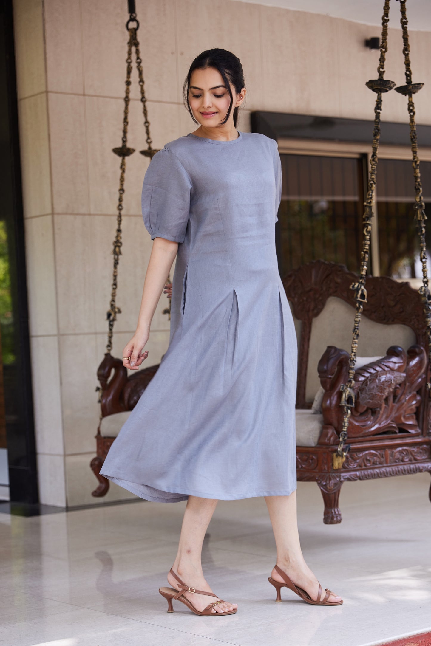 Pebble Grey Linen Dress