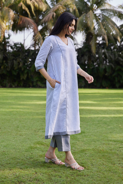 Misty Grey Stripe Linen Co-ord