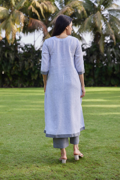 Misty Grey Stripe Linen Co-ord