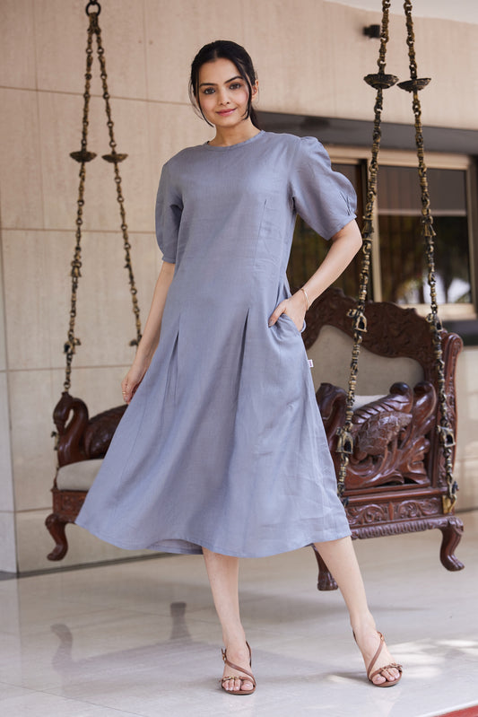 Pebble Grey Linen Dress