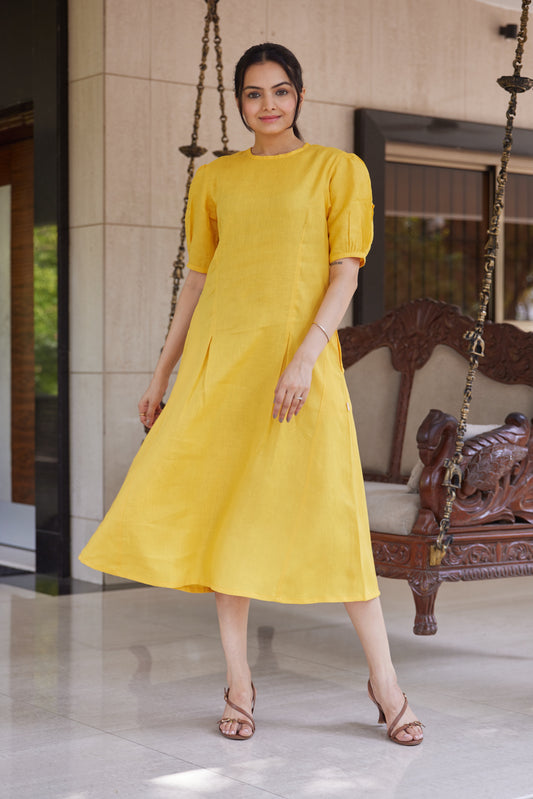 Sunbloom Linen Midi Dress
