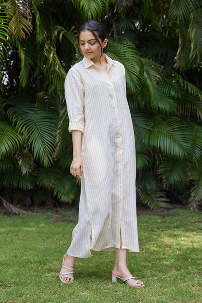 Sunstripe Linen Shirt Dress