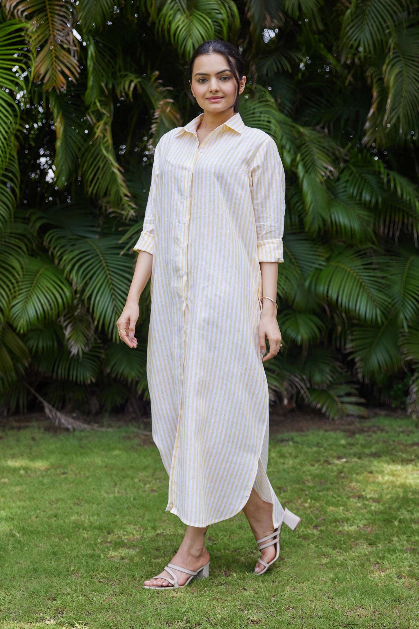 Sunstripe Linen Shirt Dress