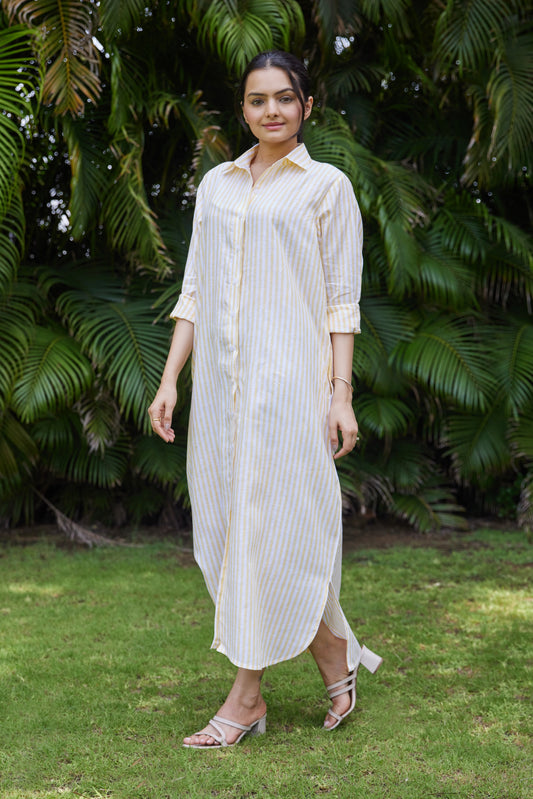 Sunstripe Linen Shirt Dress