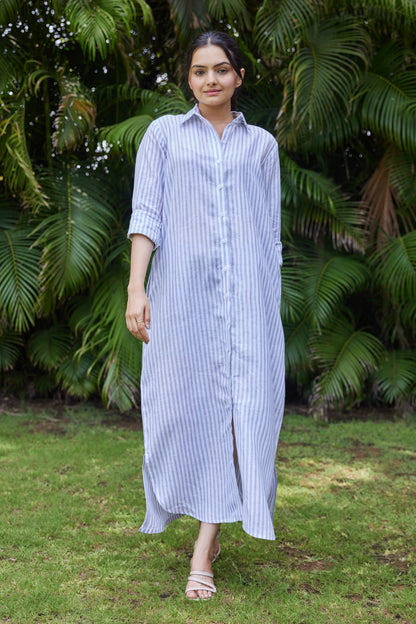 Moonstripe Linen Shirt Dress